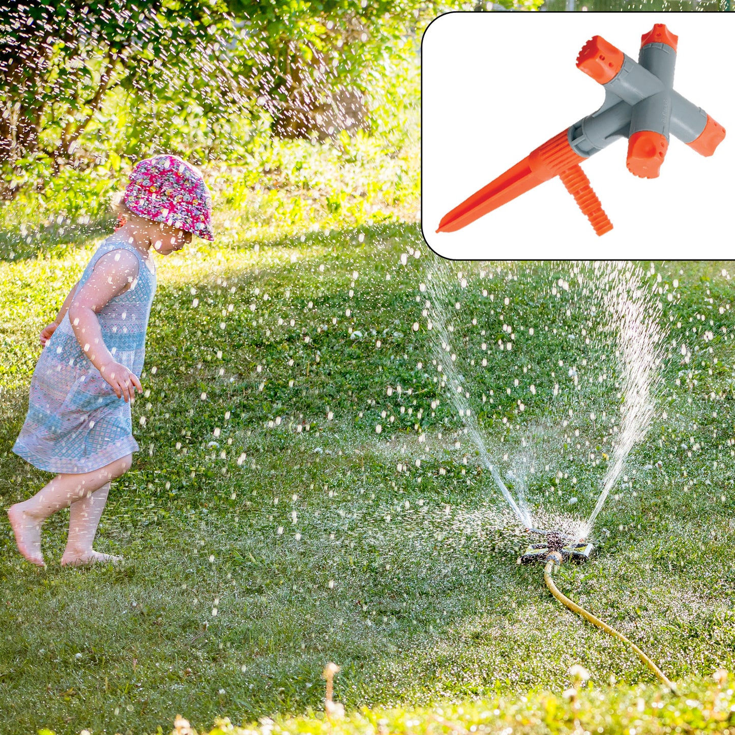 Garden Sprinkler – 360° Rotating Adjustable 3-Arm Lawn Water Sprinkler