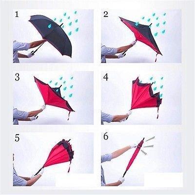 Windproof Upside Down Reverse Umbrella