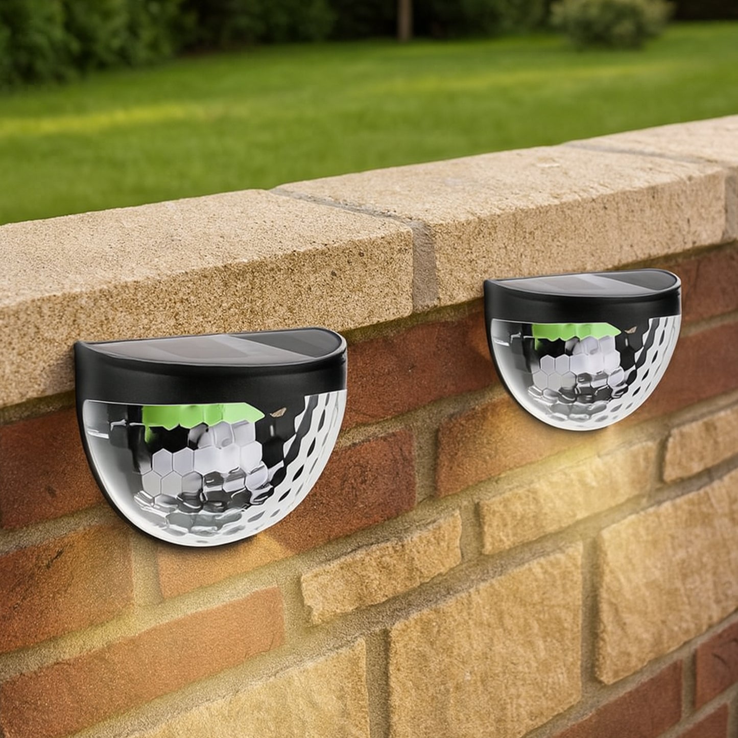 6-LED Solar Wall Lights with Honeycomb Shade