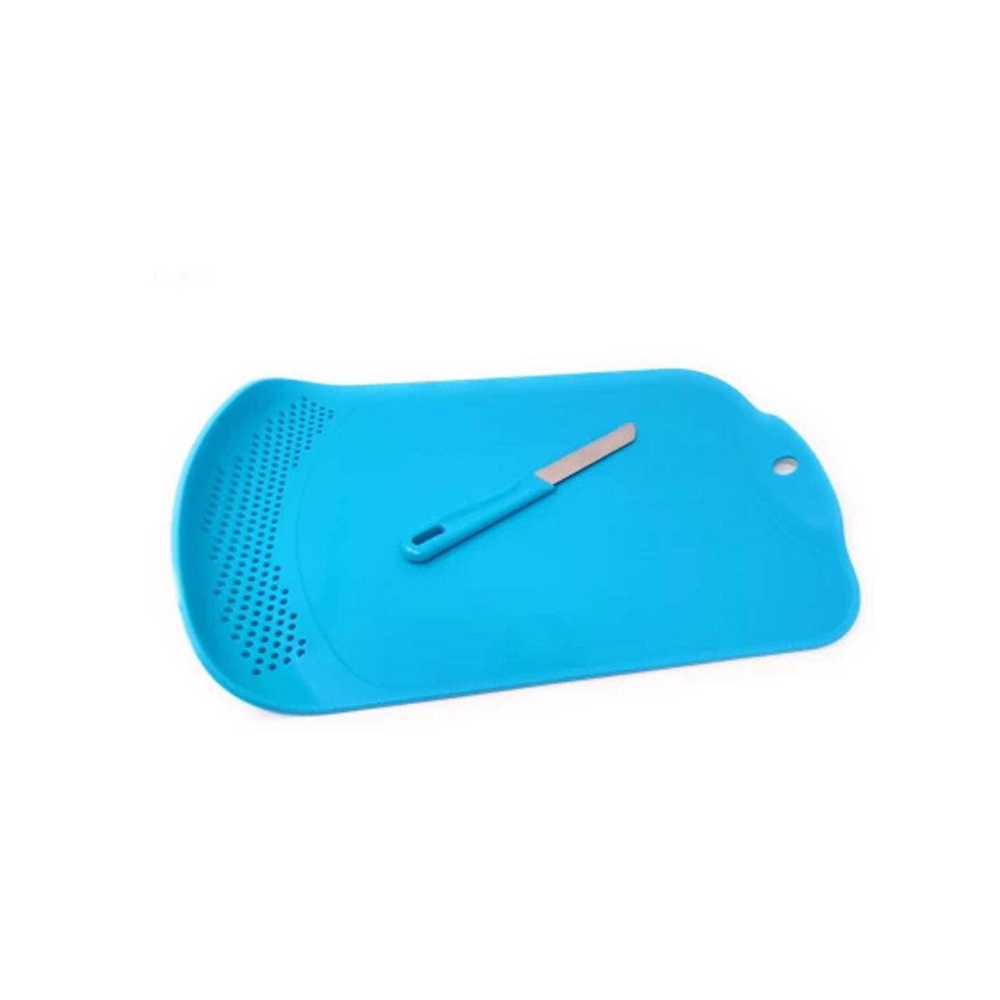 Chop & Drain Vegetables/Fruits Chopping Board with Sleek Knife.