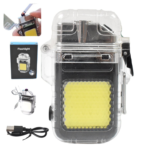 Usb Rechargeable Electric Lighter 3 Modes Cob Flashlight (1 Pc) Wukusy