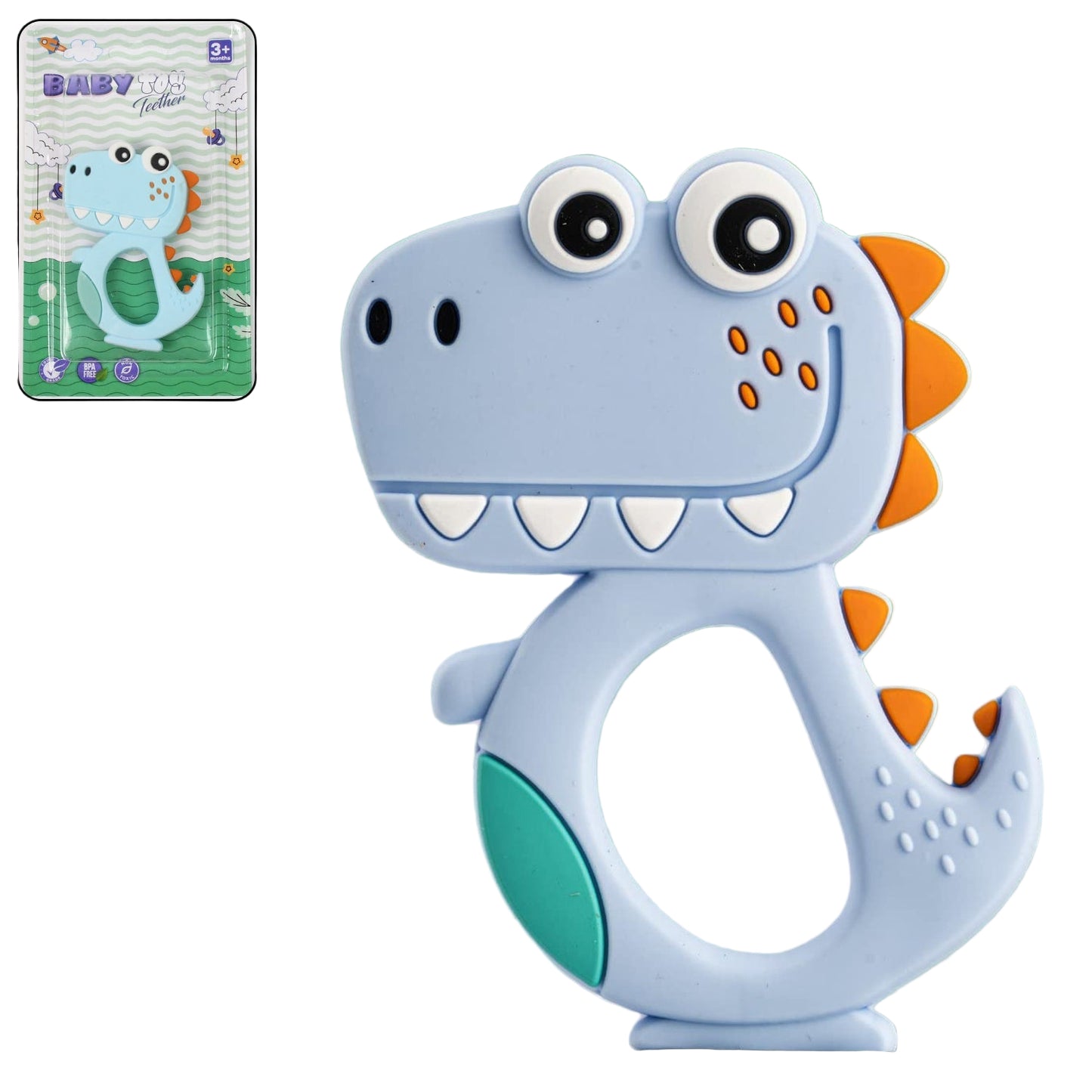 Silicone Dinosaur Teether For Baby (1 Pc Mix Design Color)