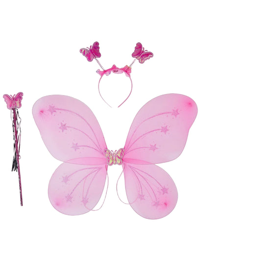 Baby Girls Fairy Butterfly Wings Costume with Wand & Hairband - BuyItOnline
