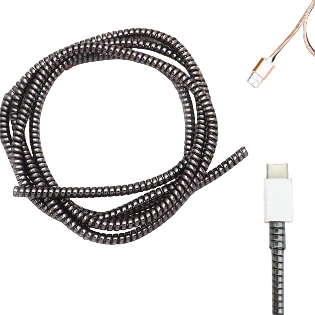 Spiral Wire Protector – Metallic Cable Sleeve for Mac Charger