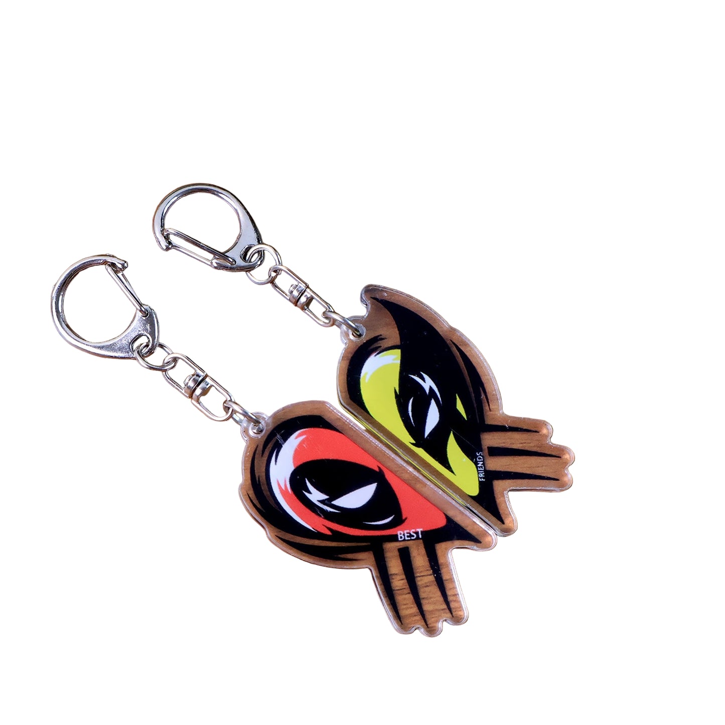 2-in-1 Acrylic Best Friends Matching Breakable Keychain Set.