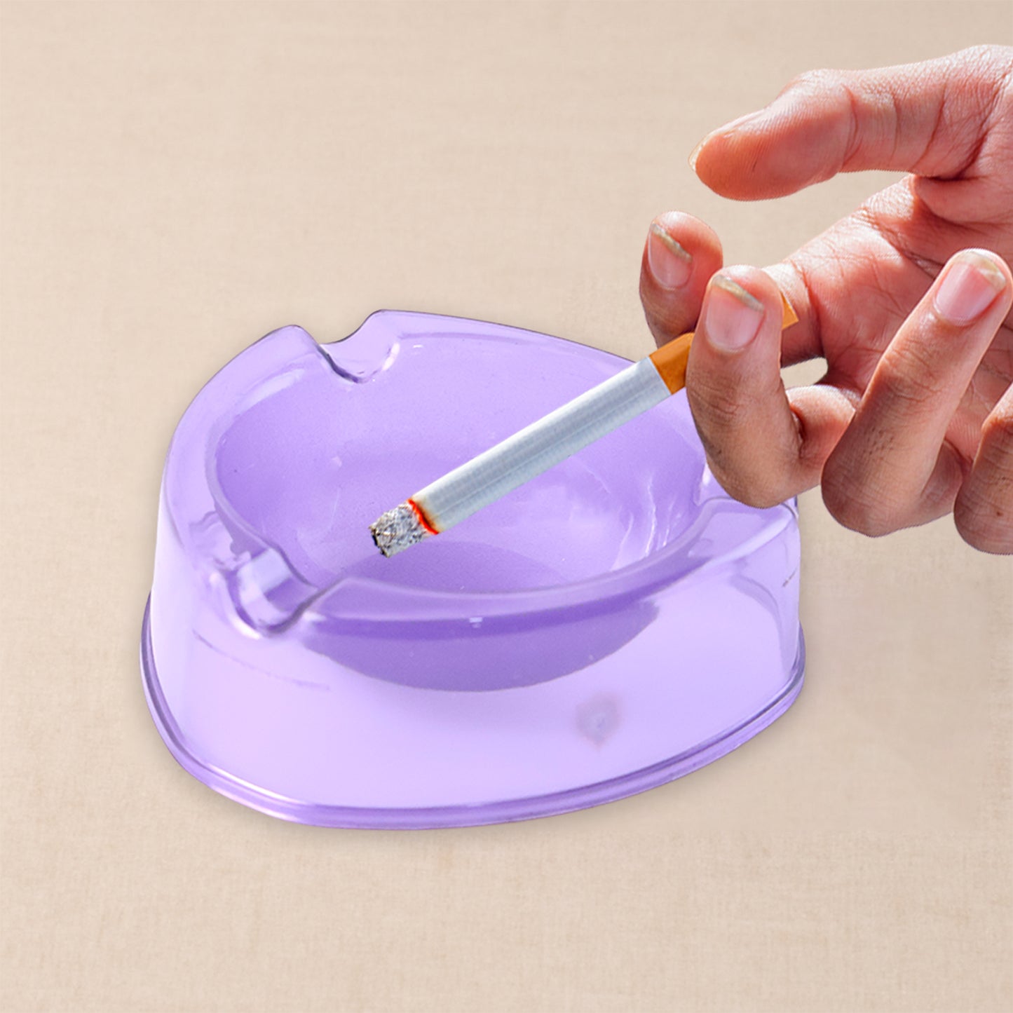 Transparent Purple Plastic Ashtray – Stylish, Unbreakable & Heat-Resistan