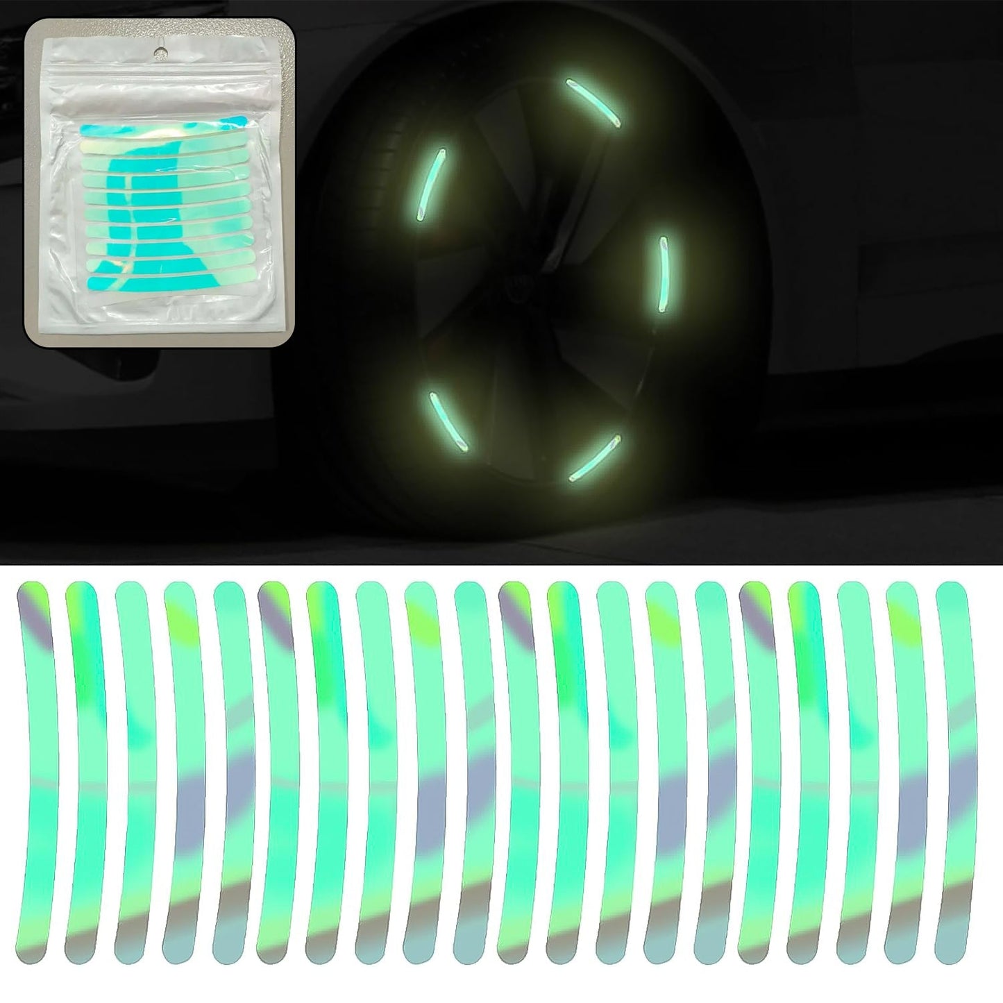 Multicolored Reflective Car Wheel Hub Stickers Wukusy