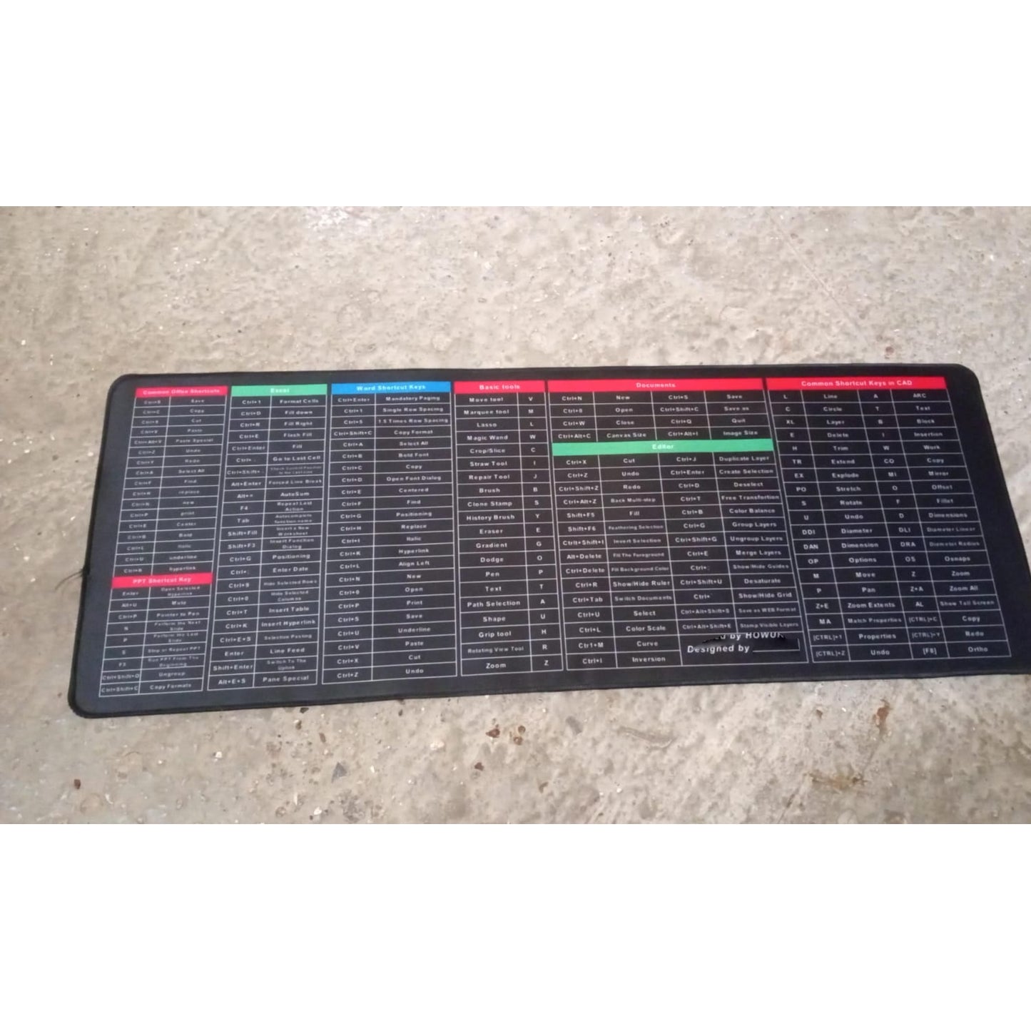 Shortcut Keyboard Mat Mouse Pad
