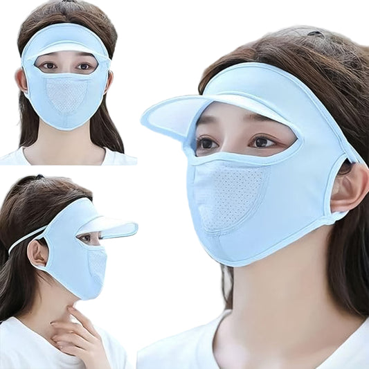 Women's Full Face UV Protection Hat with Mask & Wide Brim Visor - BuyItOnline