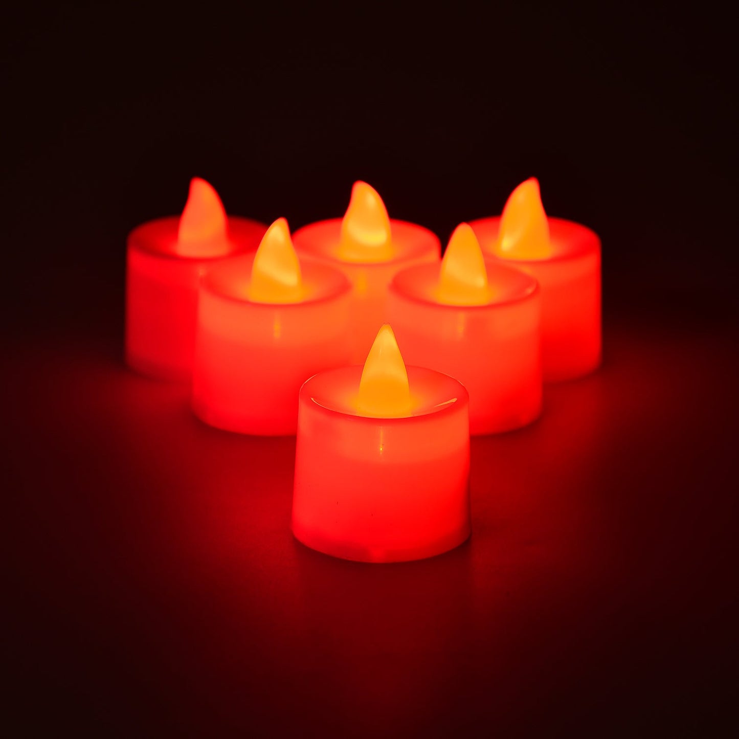 Red Flameless Led Tealights Smokeless Plastic Decorative Candles - Led Tea Light Candle For Home Decoration (Pack Of 24)
