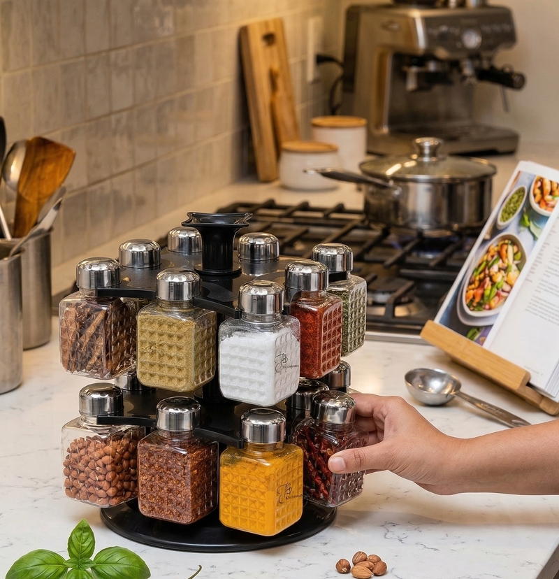 16 Jar Revolving Spice Rack Set Wukusy