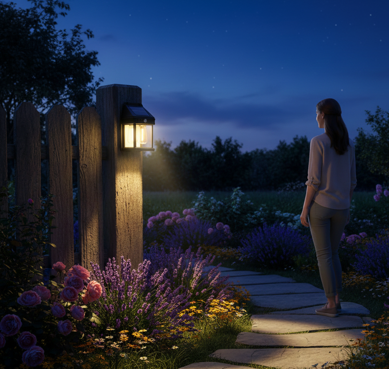 18W Solar Wall Light with Double Lamps & Motion Sensor