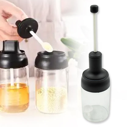 Heat-Resistant Glass Condiment Jar with Spoon - BuyItOnline