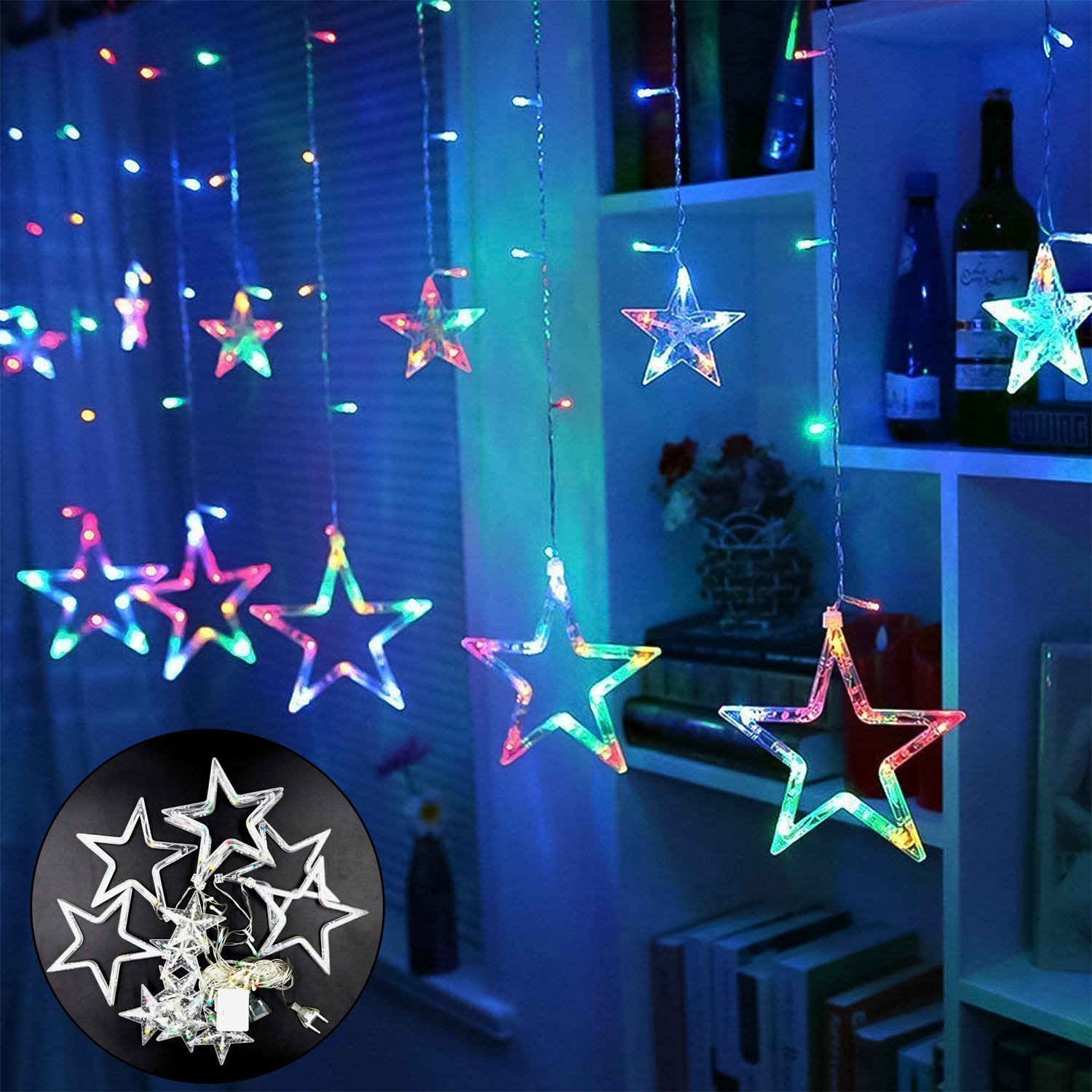12 Stars LED Curtain String Lights Wukusy