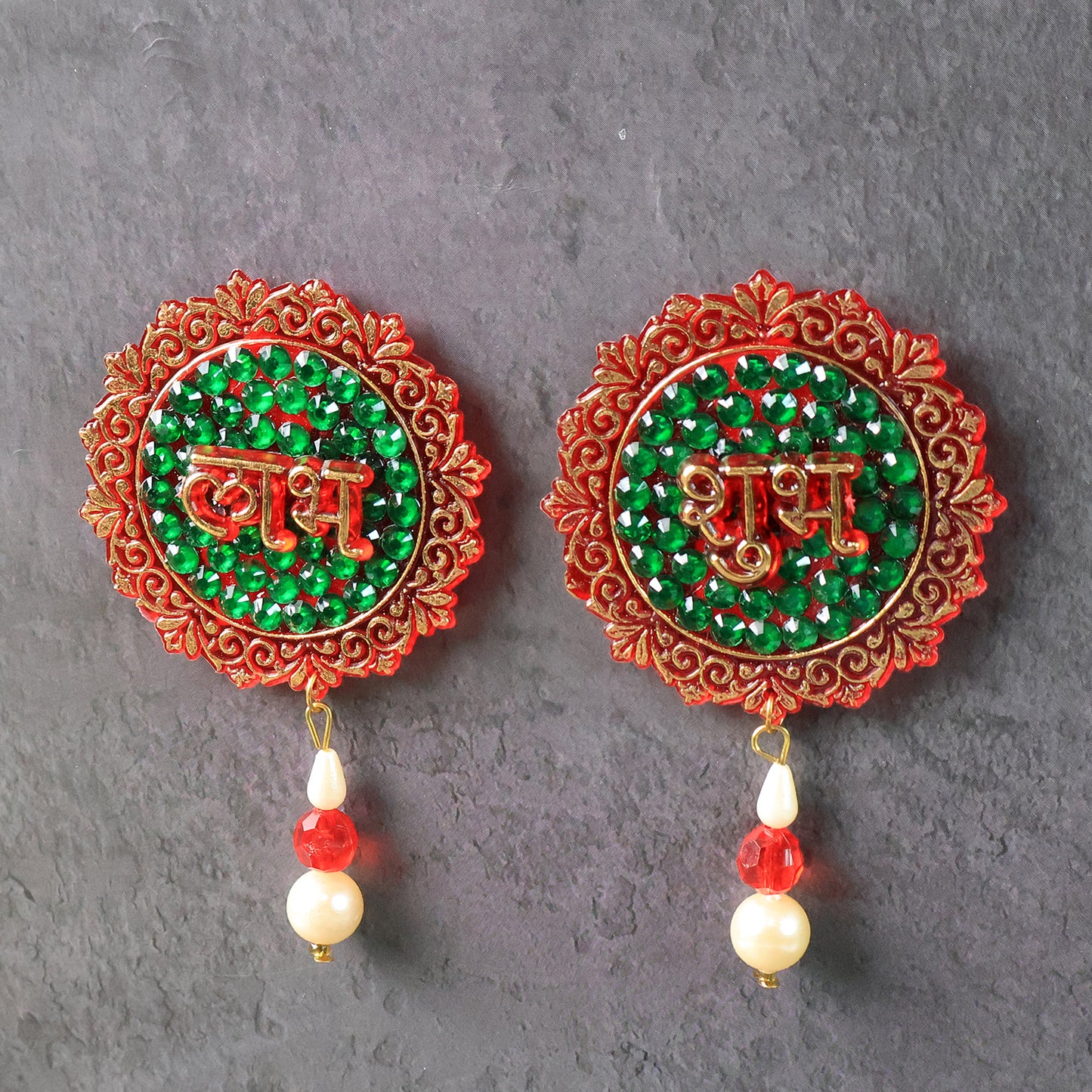 Shubh Labh Beaded Decorative Door Hanging (2 Pc) Wukusy