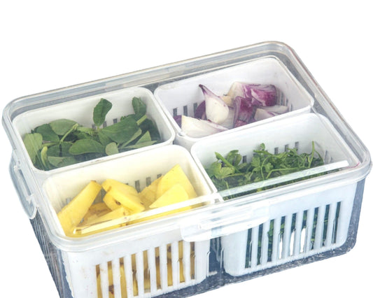 Freezer & Refrigerator Vegetable Storage Container with Draining Crisper - BuyItOnline