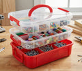 3-layer Multi-Transparent Plastic Storage Box With Handle