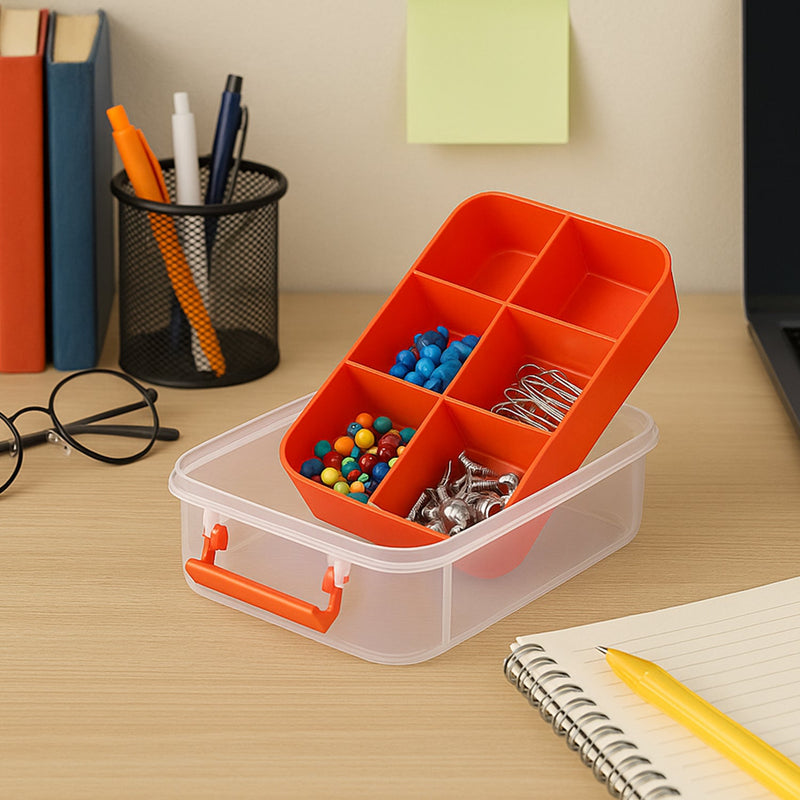 3-layer Multi-Transparent Plastic Storage Box With Handle Wukusy