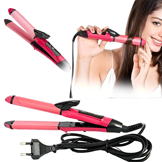 2 In 1 Hair Straightener And Curler Machine For Women  Curl  Straight Hair Iron