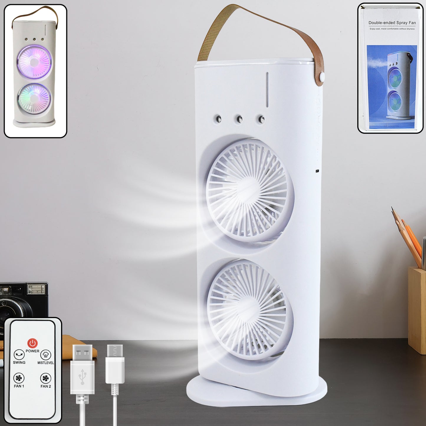 Double-Head Cooler Fan (1 Pc + Remote)