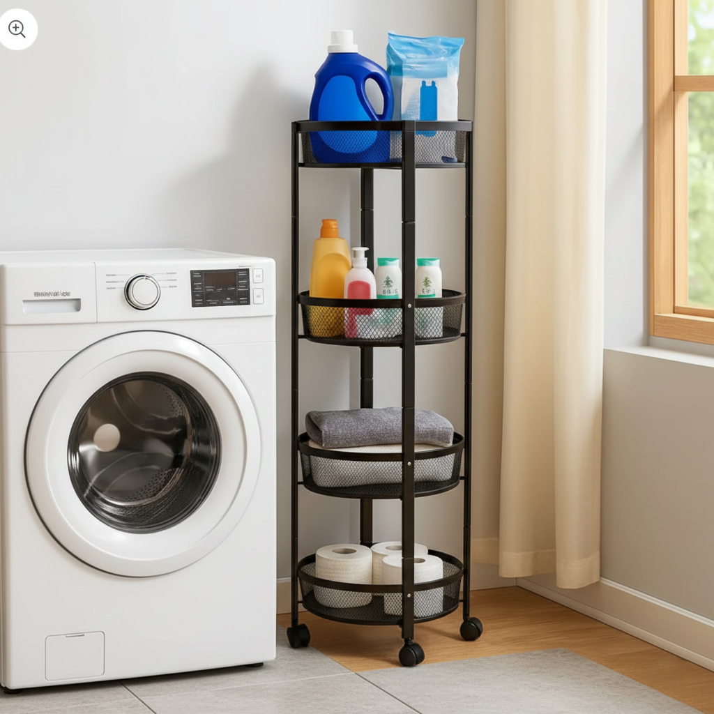 4-Layer Mesh Storage Rack with Wheels Wukusy