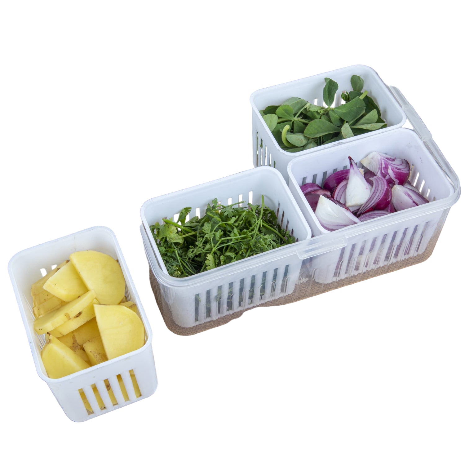 Freezer & Refrigerator Vegetable Storage Container with Draining Crisper - BuyItOnline