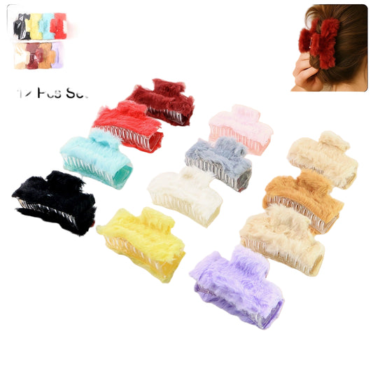 Soft Velvet Furry Hair Clutcher Clips