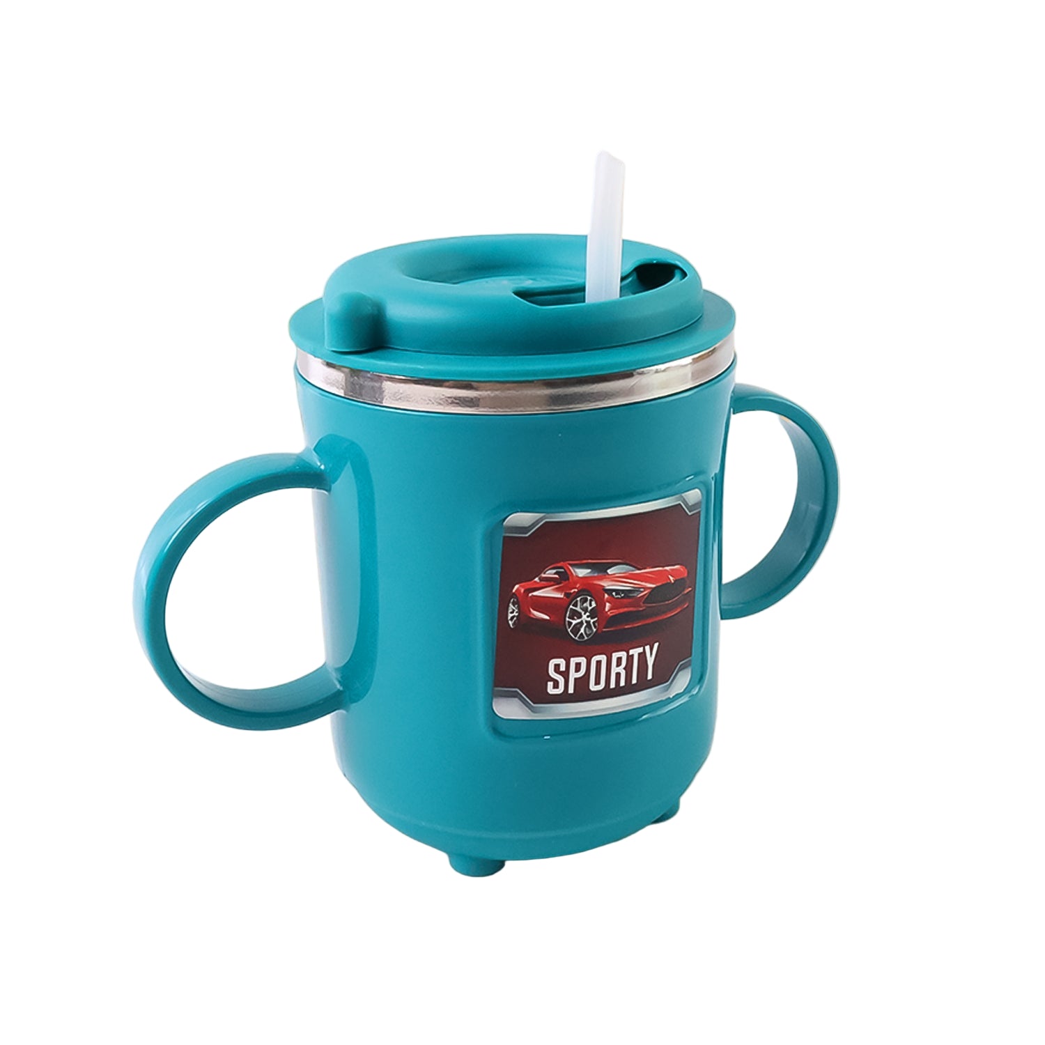 Kids Sporty Sipper Mug with Straw & Dual Handles.