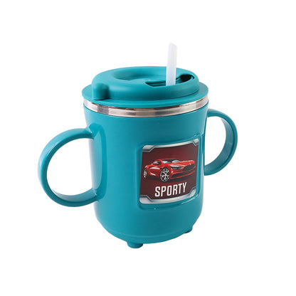 Kids Sporty Sipper Mug with Straw & Dual Handles.