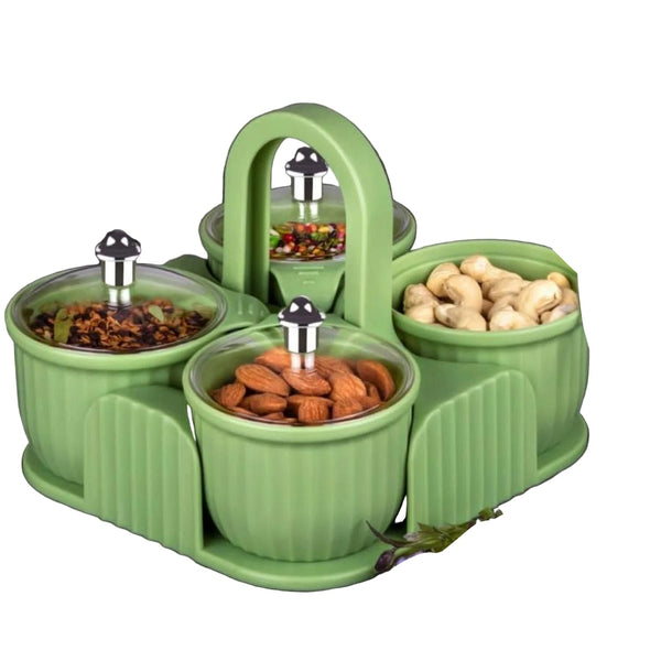 Multipurpose 4 pcs Storage Jar with Tray 219eaz-qw