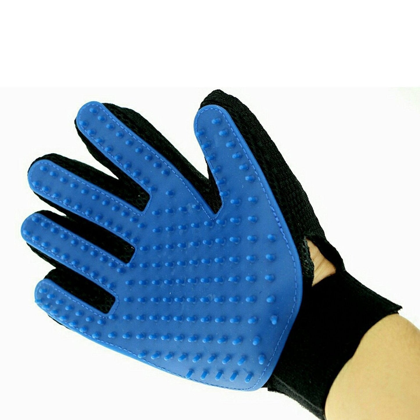 S.Blaze Amazing True Touch Five Finger Deshedding Glove, Get The Pet's Hair Away, Great for all Dogs & Cats. Grooming Gloves for Dog & Cat  (Blue, Fits All)