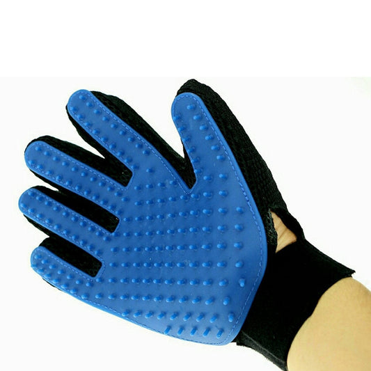 S.Blaze Amazing True Touch Five Finger Deshedding Glove, Get The Pet's Hair Away, Great for all Dogs & Cats. Grooming Gloves for Dog & Cat  (Blue, Fits All)