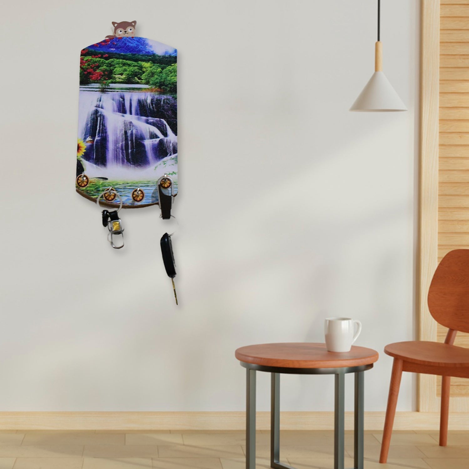 1583 Decorative Wooden Vertical Scenery With Hooks For Wall Hanging Wukusy