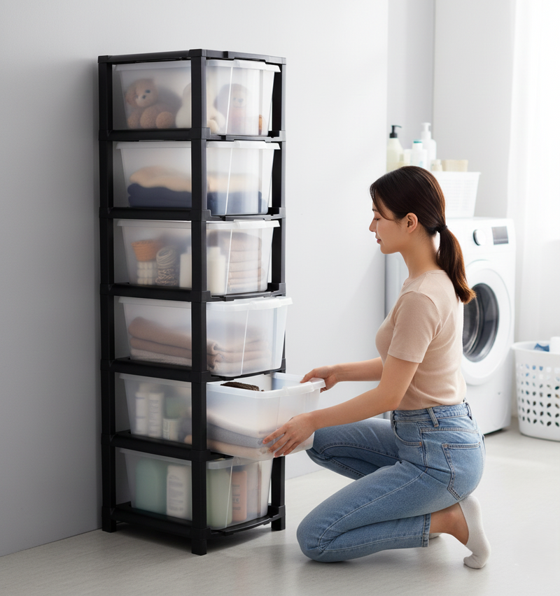 6 Layer Modular Plastic Drawer Storage Cabinet