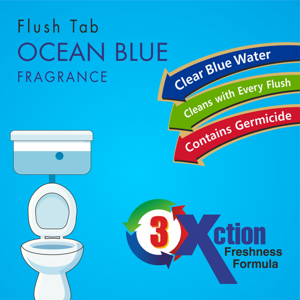 Toilet Cleaner Flush Tab - Ocean Blue color Wukusy