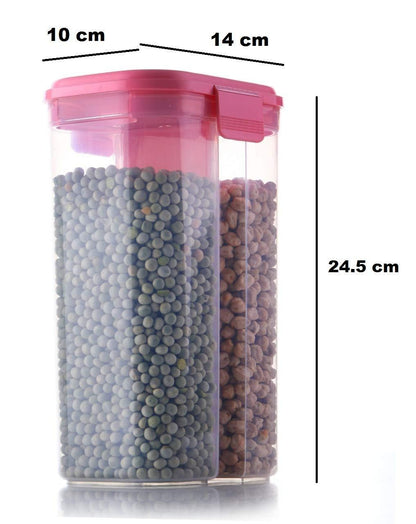 Plastic Airtight Food Grain Storage Container with 2 Sections - BuyItOnline