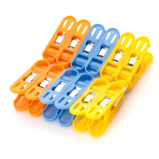 1368 Cloth Drying Non-slip Light Plastic Clips  (Multicolour) (Pack Of 12) Wukusy
