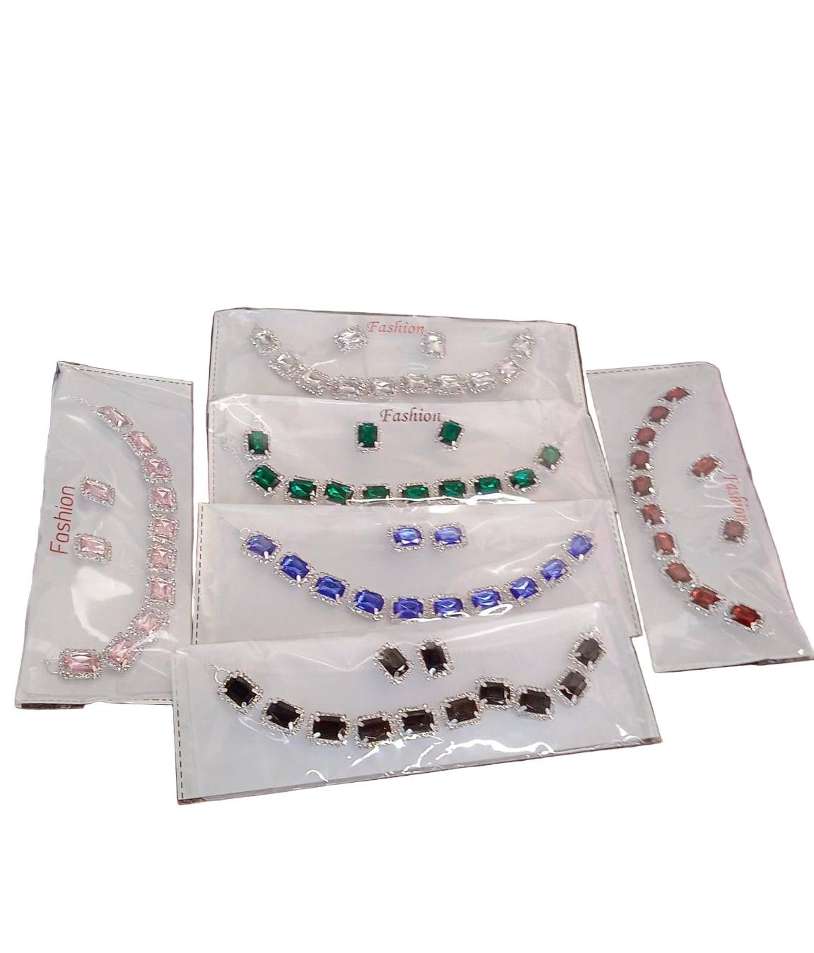Elegant Mixed Color Diamond Necklace & Earrings Set