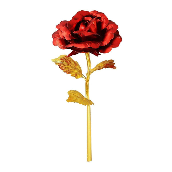 24k Artificial Golden Rosegold Red Rose With Gift Box (10 Inches) Wukusy