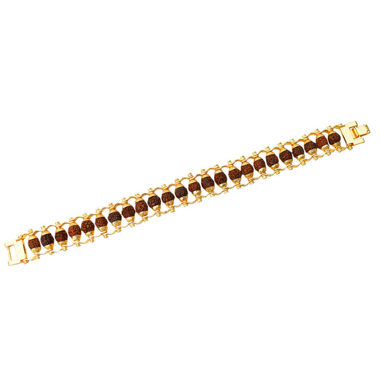Golden Modern Rudraksha Rakhi Bracelet for Brother