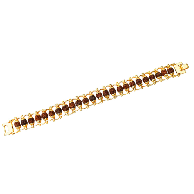 Golden Modern Rudraksha Rakhi Bracelet for Brother - BuyItOnline