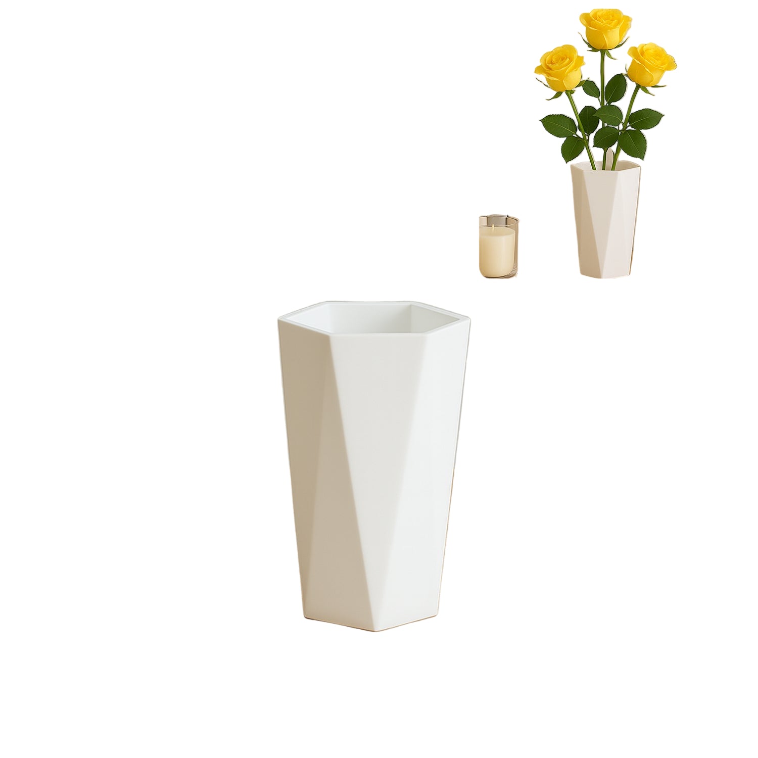 Modern Geometric Hexagon Plastic Flower Vase (1 Pc) Wukusy