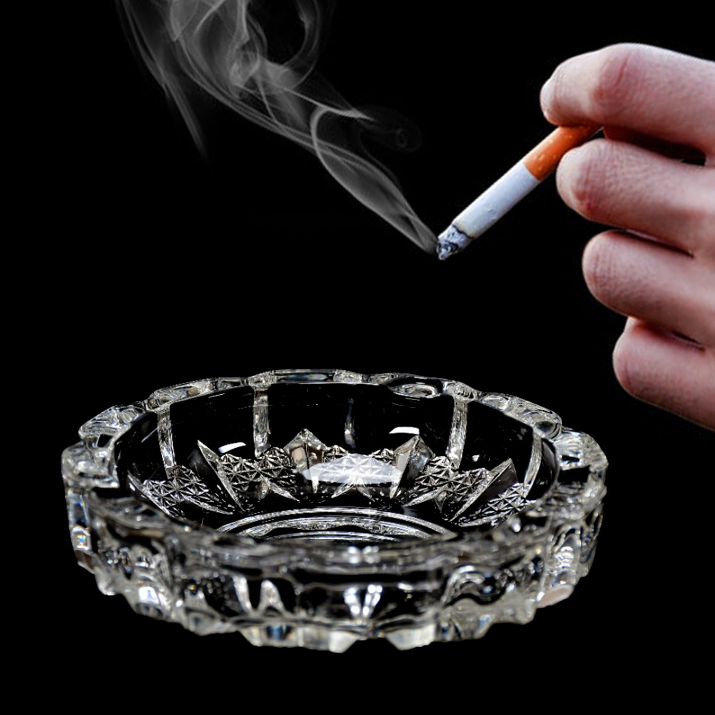4066 Paricutin Glass Crystal Quality Cigar Cigarette Ashtray Round Tabletop For Home Office Indoor Outdoor Home Decor Wukusy