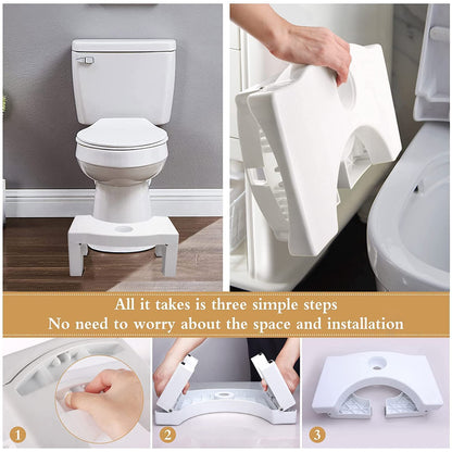6005a Plastic Non-slip Folding Toilet Squat Stool - White Color Wukusy