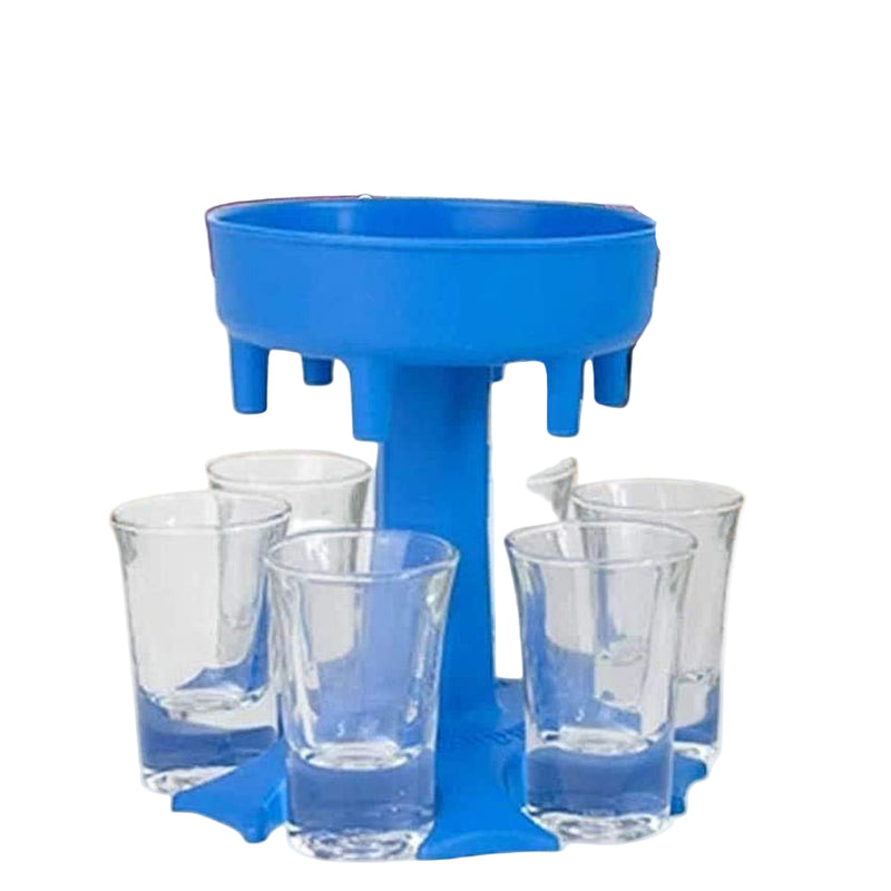 6-Way Plastic Shot Glass Dispenser with Holder Stand.