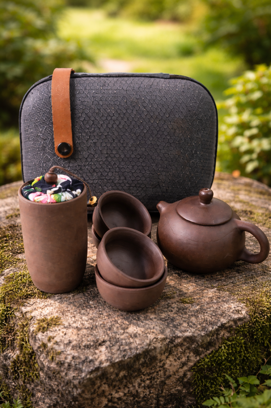 Portable Kung Fu Tea Set With A Portable Travel Bag (Set Of 6pcs) Wukusy