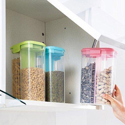 Plastic Airtight Food Grain Storage Container with 2 Sections - BuyItOnline