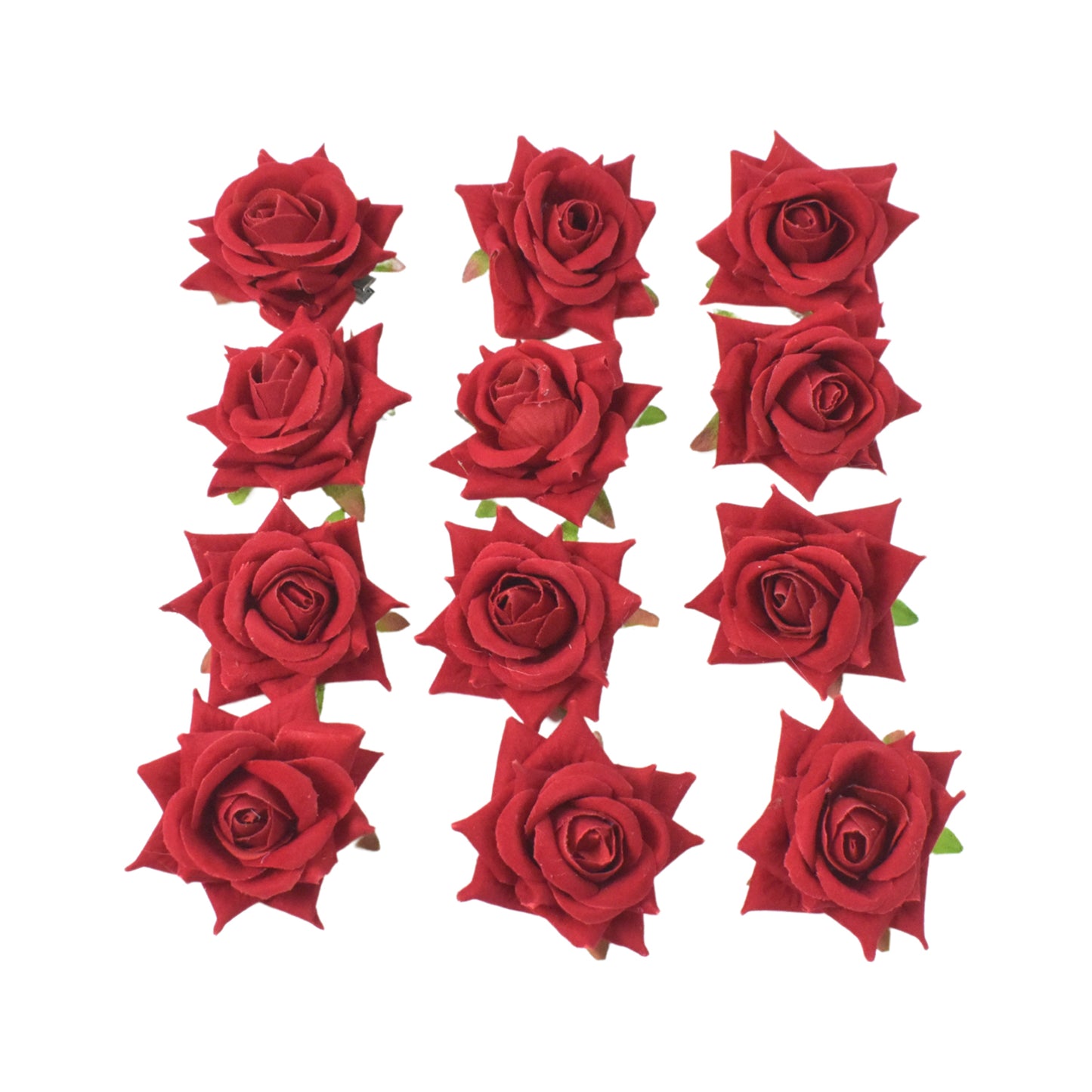 Flower Rose Hair Pin  Clip Velvet Flower Design (12 Pcs Set) Wukusy