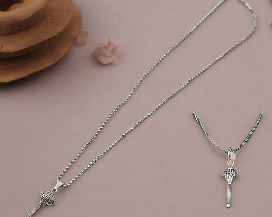 Silver Chain With Gada Pendant