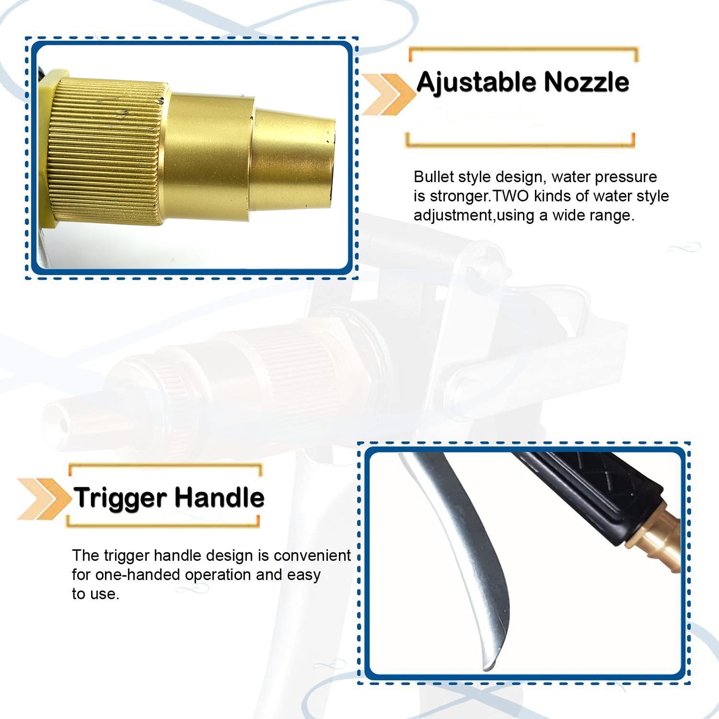 Durable Gold-Plated Metal Trigger Hose Nozzle - BuyItOnline